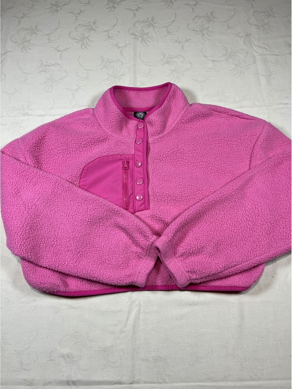 Pacsun Small Pink Oversized Cropped Fleece Jacket
